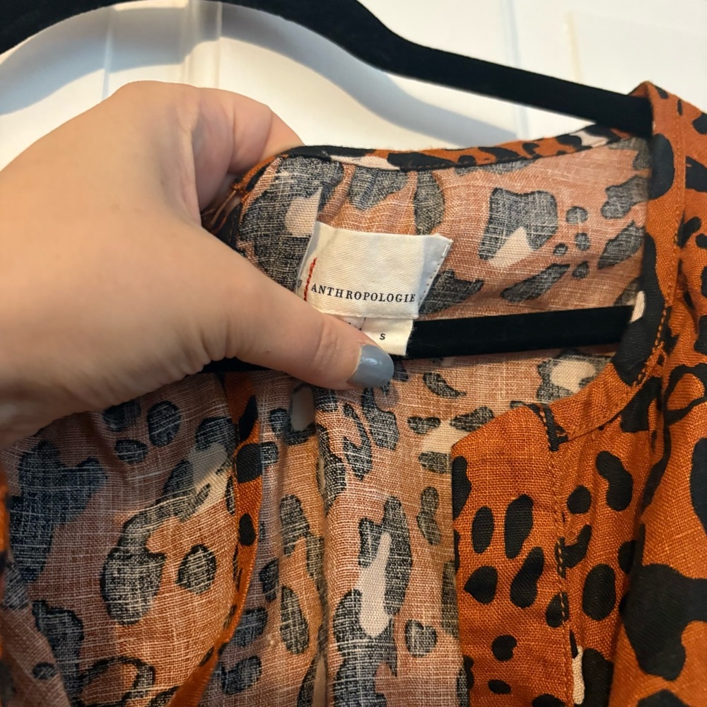 Anthropologie Somerset Romper Linen Leopard Print Shorts - Small - Picture 2 of 6